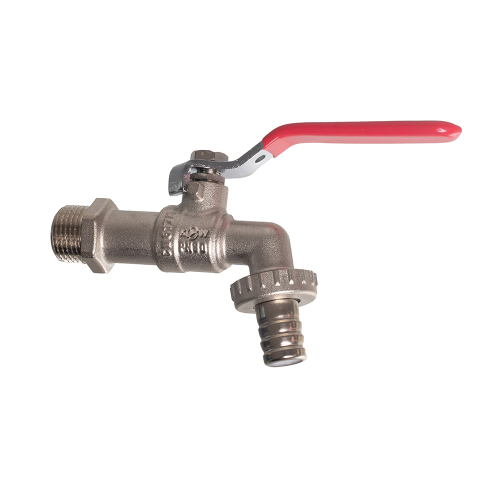 Кран шаровой водоразборный (ручка - усиленный рычаг) 1/2" наружная - наружная резьба