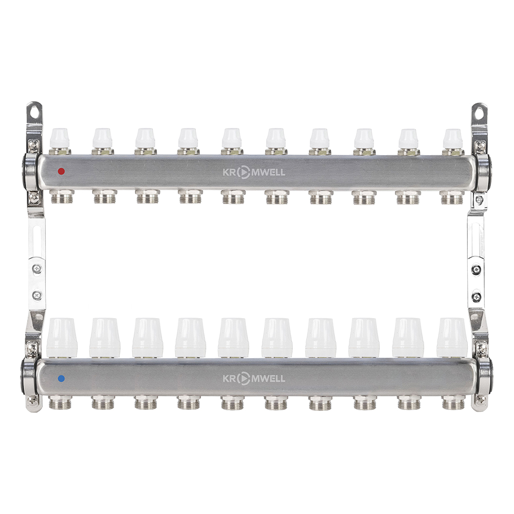 Блок коллекторный из нерж. стали с балансировочными и термостатическими клапанами 1"x3/4"EU x10