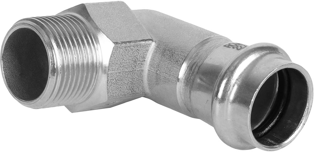 Пресс-угольник 90°, из нержавеющей стали, с переходом на наружную резьбу, 35х1" Kromwell