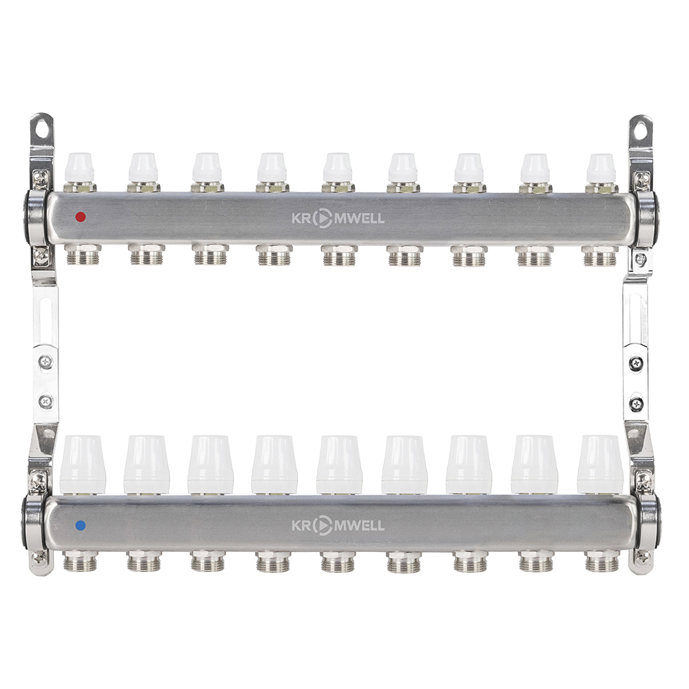 Блок коллекторный из нерж. стали с балансировочными и термостатическими клапанами 1"x3/4"EU x9
