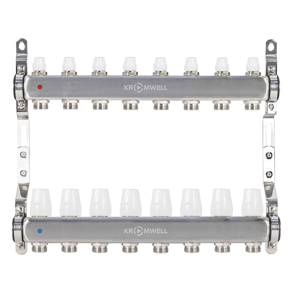 Блок коллекторный из нерж. стали с балансировочными и термостатическими клапанами 1"x3/4"EU x8